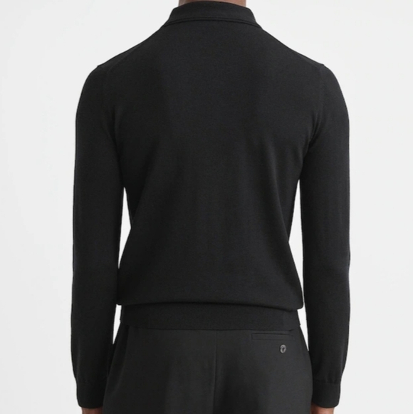 🖤BUY 2 GET 1 FREE Reiss Black Long Sleeve Polo Shirt - Picture 6 of 14